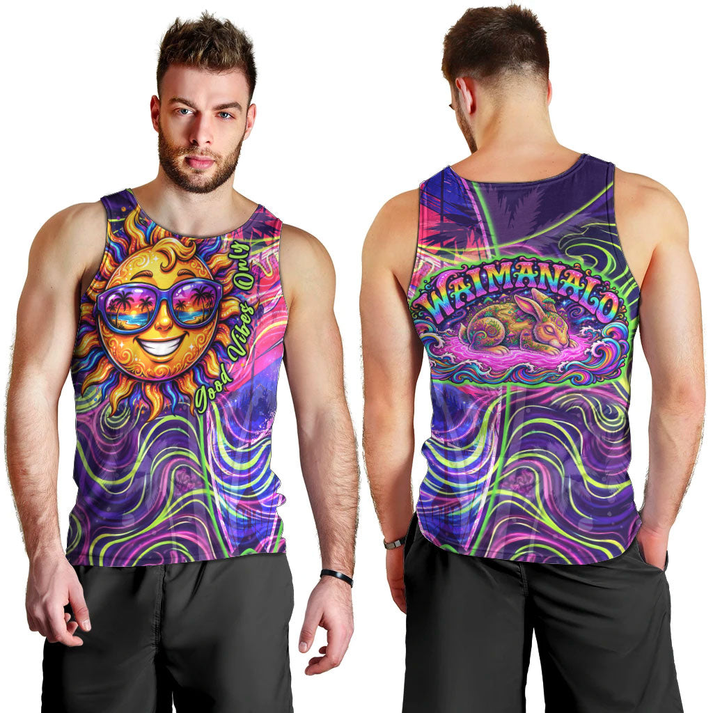 Waimanalo Hawaii Sun Rabbit Men Tank Top Psychedelic Trippy Neon Swirl Graphic TS04 - Polynesian Pride