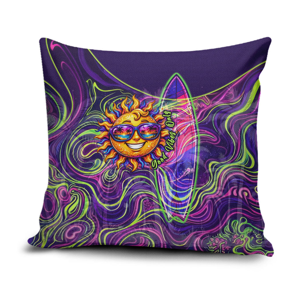 Waimanalo Hawaii Sun Rabbit Pillow Cover Psychedelic Trippy Neon Swirl Graphic TS04 Purple Green - Polynesian Pride