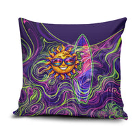 Waimanalo Hawaii Sun Rabbit Pillow Cover Psychedelic Trippy Neon Swirl Graphic TS04 Purple Green - Polynesian Pride