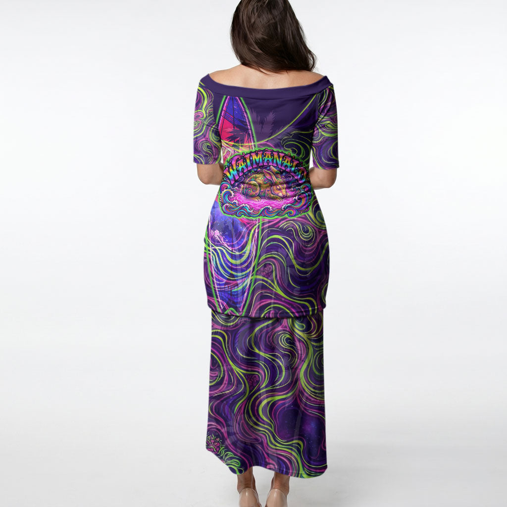 Waimanalo Hawaii Sun Rabbit Puletasi Psychedelic Trippy Neon Swirl Graphic TS04 - Polynesian Pride