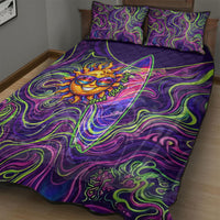 Waimanalo Hawaii Sun Rabbit Quilt Bed Set Psychedelic Trippy Neon Swirl Graphic TS04 - Polynesian Pride