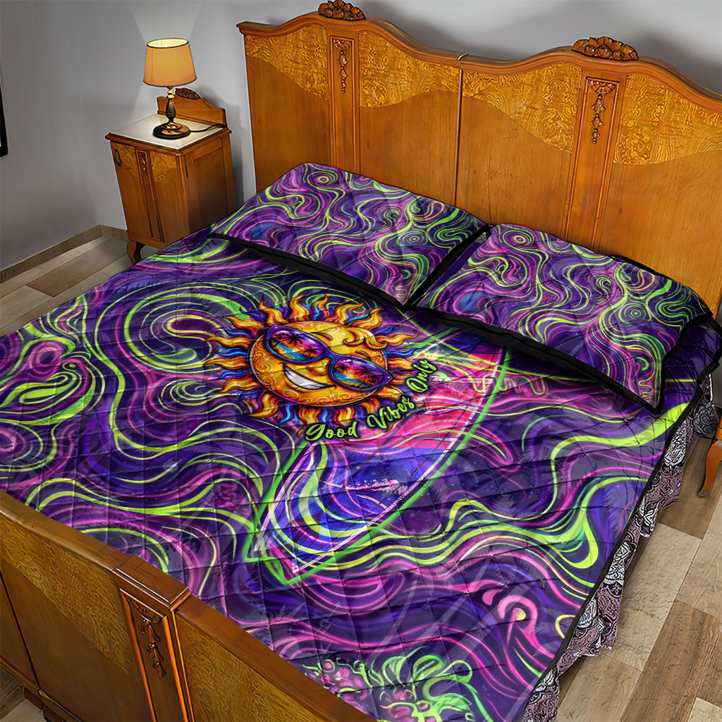 Waimanalo Hawaii Sun Rabbit Quilt Bed Set Psychedelic Trippy Neon Swirl Graphic TS04 - Polynesian Pride