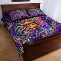 Waimanalo Hawaii Sun Rabbit Quilt Bed Set Psychedelic Trippy Neon Swirl Graphic TS04 - Polynesian Pride