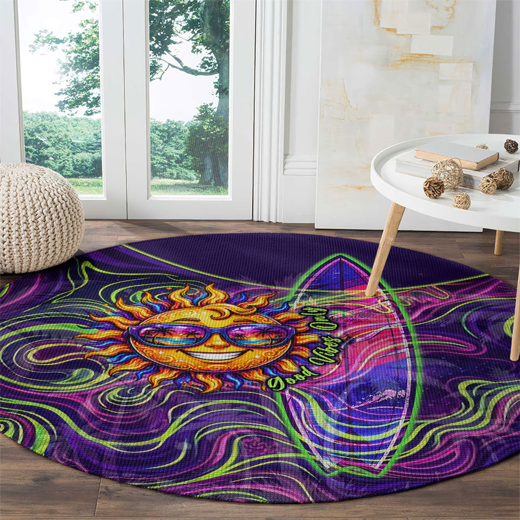 Waimanalo Hawaii Sun Rabbit Round Carpet Psychedelic Trippy Neon Swirl Graphic TS04 - Polynesian Pride