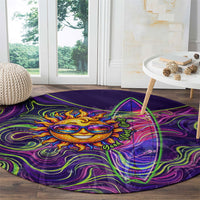 Waimanalo Hawaii Sun Rabbit Round Carpet Psychedelic Trippy Neon Swirl Graphic TS04 - Polynesian Pride