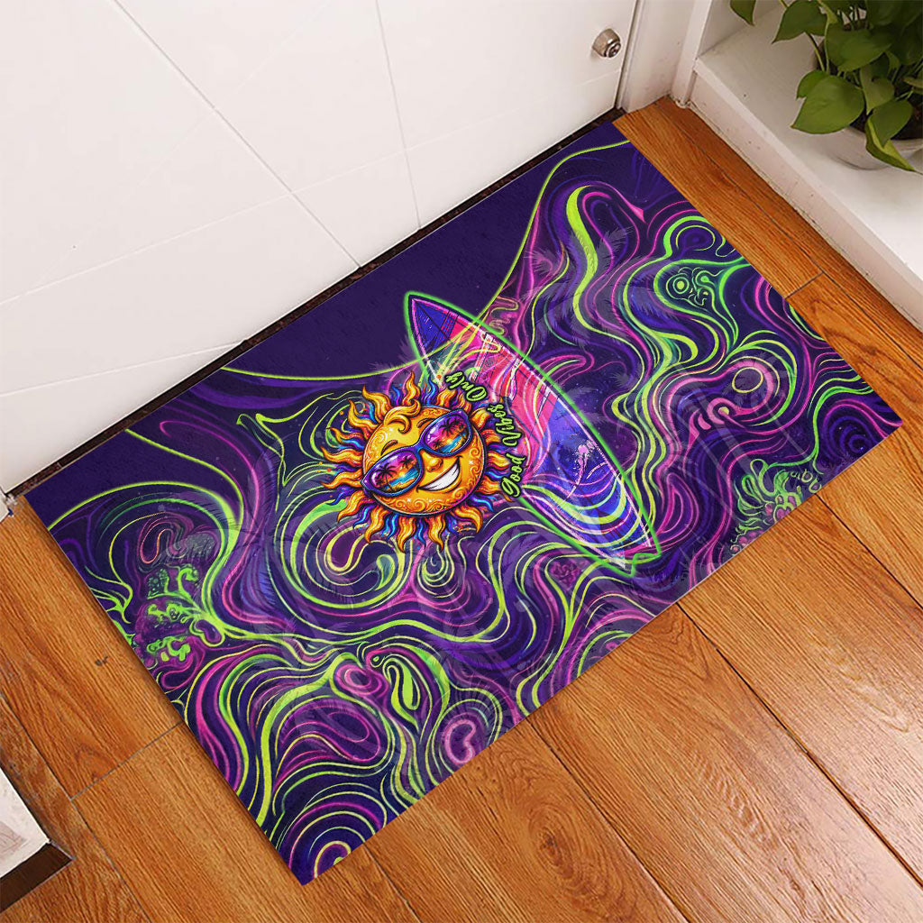 Waimanalo Hawaii Sun Rabbit Rubber Doormat Psychedelic Trippy Neon Swirl Graphic TS04 - Polynesian Pride