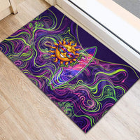 Waimanalo Hawaii Sun Rabbit Rubber Doormat Psychedelic Trippy Neon Swirl Graphic TS04 - Polynesian Pride