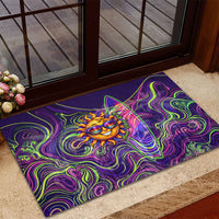 Waimanalo Hawaii Sun Rabbit Rubber Doormat Psychedelic Trippy Neon Swirl Graphic TS04 - Polynesian Pride