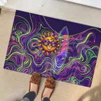 Waimanalo Hawaii Sun Rabbit Rubber Doormat Psychedelic Trippy Neon Swirl Graphic TS04 - Polynesian Pride