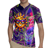 Waimanalo Hawaii Sun Rabbit Rugby Jersey Psychedelic Trippy Neon Swirl Graphic TS04 - Polynesian Pride
