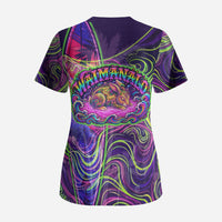 Waimanalo Hawaii Sun Rabbit Scrub Top Psychedelic Trippy Neon Swirl Graphic TS04 - Polynesian Pride