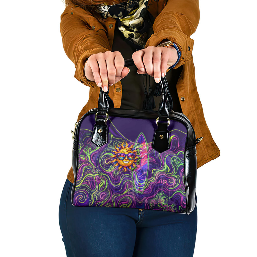 Waimanalo Hawaii Sun Rabbit Shoulder Handbag Psychedelic Trippy Neon Swirl Graphic TS04 One Size Purple Green - Polynesian Pride