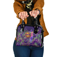 Waimanalo Hawaii Sun Rabbit Shoulder Handbag Psychedelic Trippy Neon Swirl Graphic TS04 One Size Purple Green - Polynesian Pride