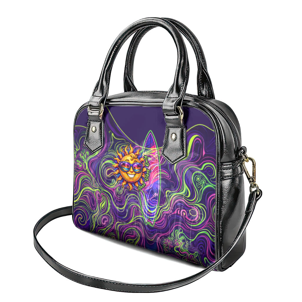 Waimanalo Hawaii Sun Rabbit Shoulder Handbag Psychedelic Trippy Neon Swirl Graphic TS04 - Polynesian Pride
