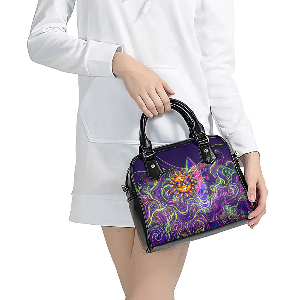 Waimanalo Hawaii Sun Rabbit Shoulder Handbag Psychedelic Trippy Neon Swirl Graphic TS04 - Polynesian Pride