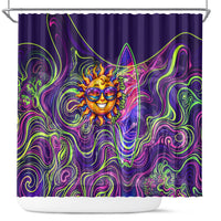 Waimanalo Hawaii Sun Rabbit Shower Curtain Psychedelic Trippy Neon Swirl Graphic TS04 Purple Green - Polynesian Pride