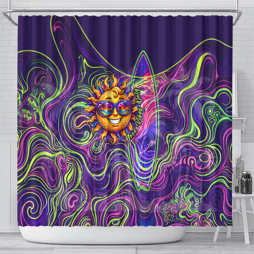 Waimanalo Hawaii Sun Rabbit Shower Curtain Psychedelic Trippy Neon Swirl Graphic TS04 - Polynesian Pride
