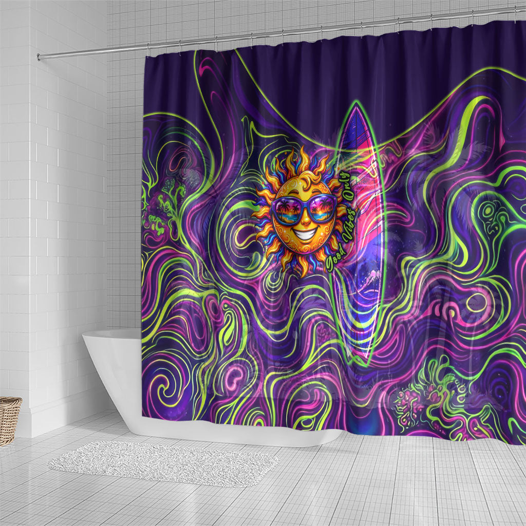 Waimanalo Hawaii Sun Rabbit Shower Curtain Psychedelic Trippy Neon Swirl Graphic TS04 - Polynesian Pride