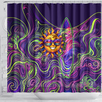 Waimanalo Hawaii Sun Rabbit Shower Curtain Psychedelic Trippy Neon Swirl Graphic TS04 - Polynesian Pride