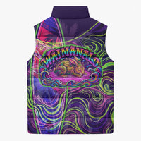 Waimanalo Hawaii Sun Rabbit Sleeveless Puffer Jacket Psychedelic Trippy Neon Swirl Graphic TS04 - Polynesian Pride
