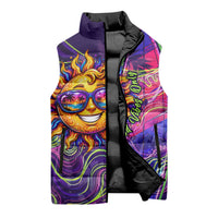 Waimanalo Hawaii Sun Rabbit Sleeveless Puffer Jacket Psychedelic Trippy Neon Swirl Graphic TS04 - Polynesian Pride