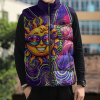 Waimanalo Hawaii Sun Rabbit Sleeveless Puffer Jacket Psychedelic Trippy Neon Swirl Graphic TS04 - Polynesian Pride