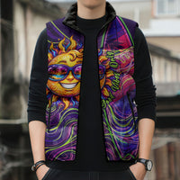 Waimanalo Hawaii Sun Rabbit Sleeveless Puffer Jacket Psychedelic Trippy Neon Swirl Graphic TS04 - Polynesian Pride