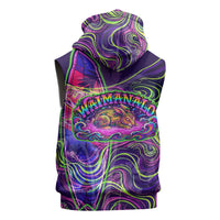 Waimanalo Hawaii Sun Rabbit Sleeveless Zip Hoodie Psychedelic Trippy Neon Swirl Graphic TS04 - Polynesian Pride