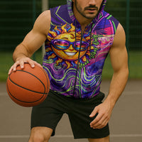 Waimanalo Hawaii Sun Rabbit Sleeveless Zip Hoodie Psychedelic Trippy Neon Swirl Graphic TS04 - Polynesian Pride