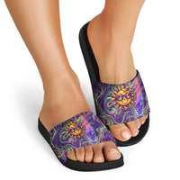 Waimanalo Hawaii Sun Rabbit Slide Sandals Psychedelic Trippy Neon Swirl Graphic TS04 - Polynesian Pride