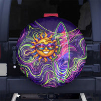 Waimanalo Hawaii Sun Rabbit Spare Tire Cover Psychedelic Trippy Neon Swirl Graphic TS04 No hole Purple Green - Polynesian Pride