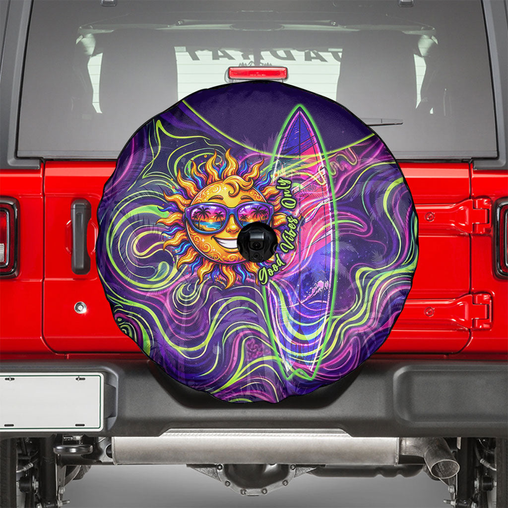 Waimanalo Hawaii Sun Rabbit Spare Tire Cover Psychedelic Trippy Neon Swirl Graphic TS04 - Polynesian Pride