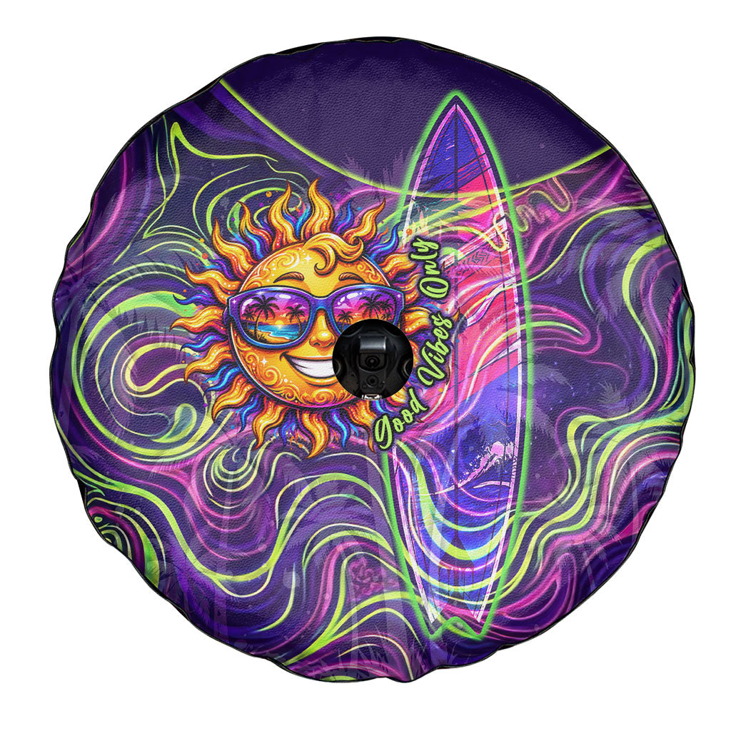 Waimanalo Hawaii Sun Rabbit Spare Tire Cover Psychedelic Trippy Neon Swirl Graphic TS04 - Polynesian Pride