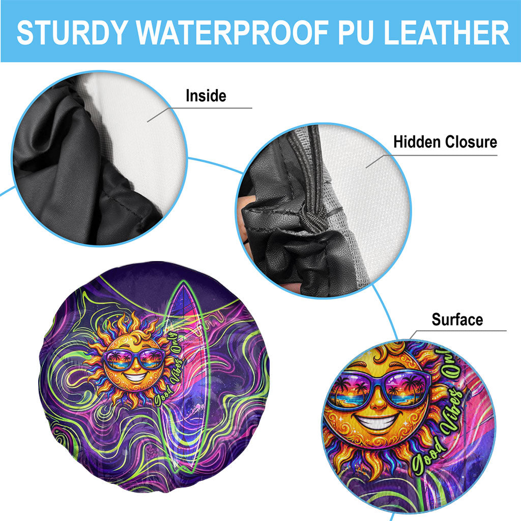 Waimanalo Hawaii Sun Rabbit Spare Tire Cover Psychedelic Trippy Neon Swirl Graphic TS04 - Polynesian Pride