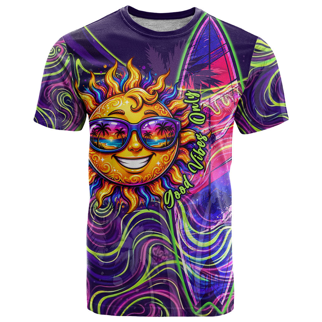 Waimanalo Hawaii Sun Rabbit T Shirt Psychedelic Trippy Neon Swirl Graphic TS04 Purple Green - Polynesian Pride