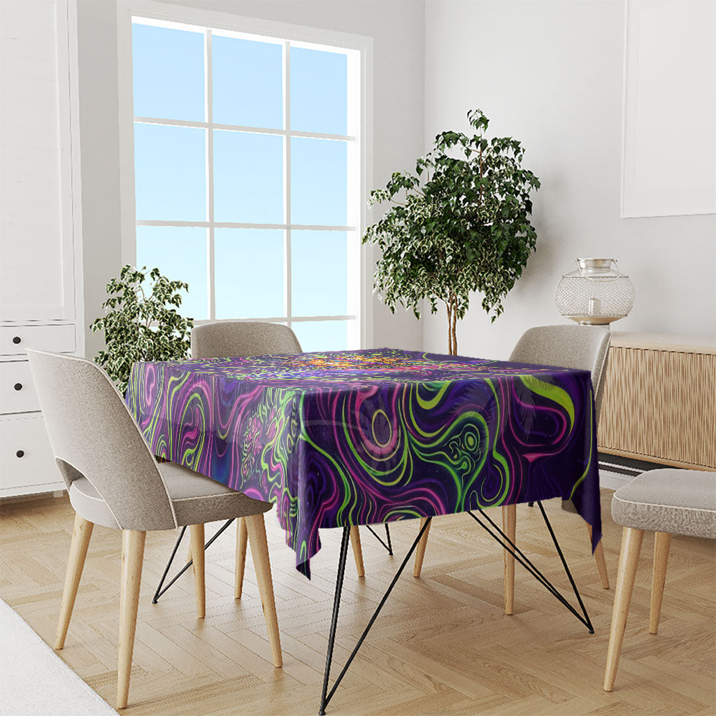 Waimanalo Hawaii Sun Rabbit Tablecloth Psychedelic Trippy Neon Swirl Graphic TS04 - Polynesian Pride
