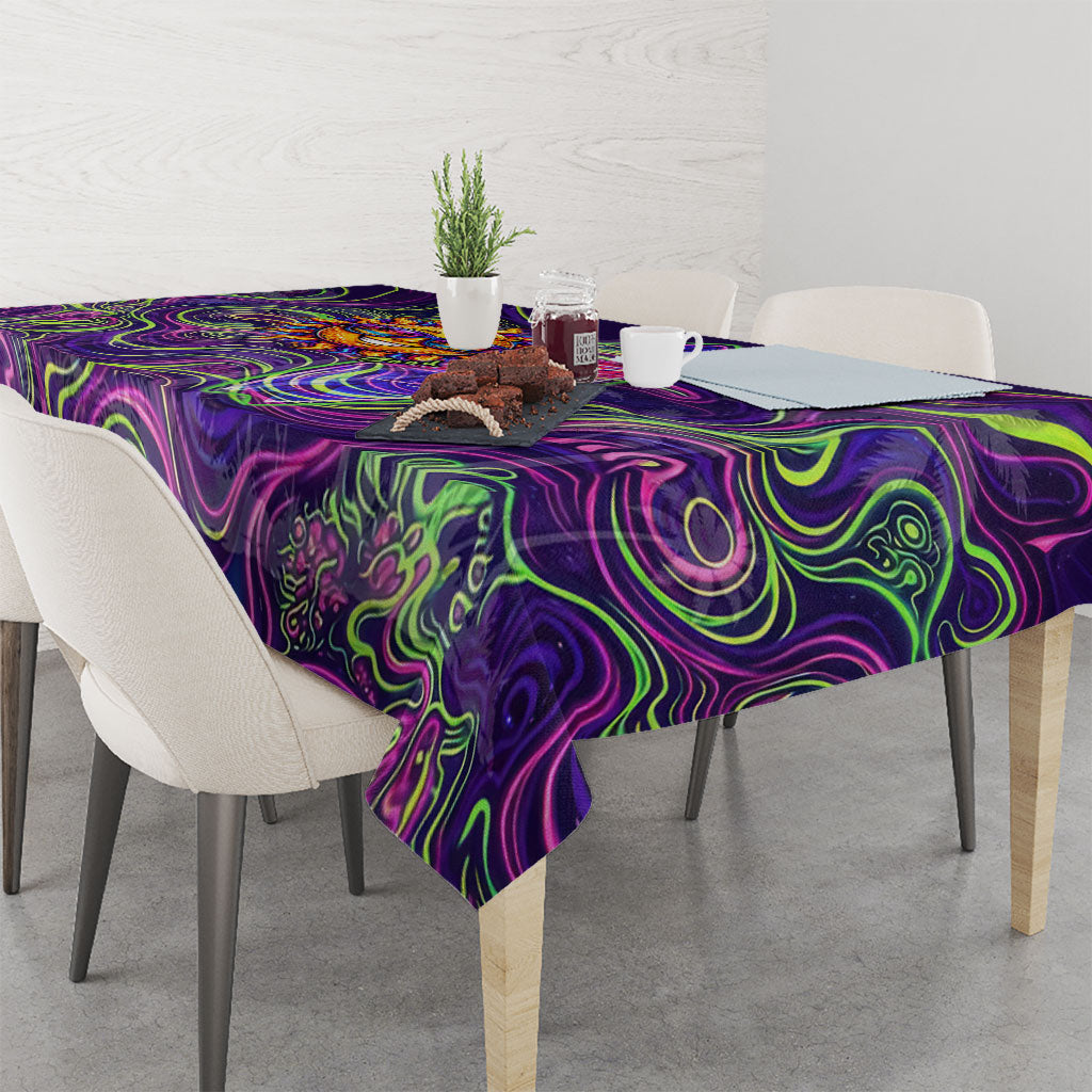 Waimanalo Hawaii Sun Rabbit Tablecloth Psychedelic Trippy Neon Swirl Graphic TS04 - Polynesian Pride