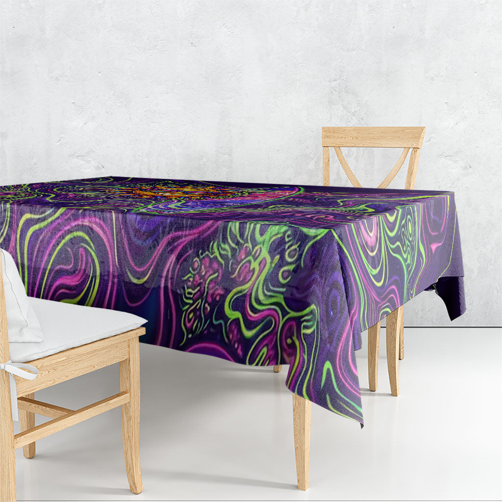 Waimanalo Hawaii Sun Rabbit Tablecloth Psychedelic Trippy Neon Swirl Graphic TS04 - Polynesian Pride