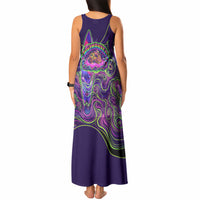 Waimanalo Hawaii Sun Rabbit Tank Maxi Dress Psychedelic Trippy Neon Swirl Graphic TS04 - Polynesian Pride