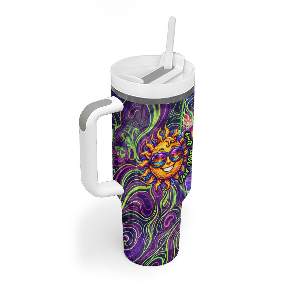 Waimanalo Hawaii Sun Rabbit Tumbler With Handle Psychedelic Trippy Neon Swirl Graphic TS04 - Polynesian Pride