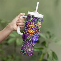 Waimanalo Hawaii Sun Rabbit Tumbler With Handle Psychedelic Trippy Neon Swirl Graphic TS04 - Polynesian Pride