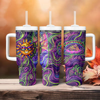 Waimanalo Hawaii Sun Rabbit Tumbler With Handle Psychedelic Trippy Neon Swirl Graphic TS04 - Polynesian Pride