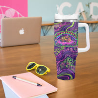Waimanalo Hawaii Sun Rabbit Tumbler With Handle Psychedelic Trippy Neon Swirl Graphic TS04 - Polynesian Pride