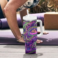Waimanalo Hawaii Sun Rabbit Tumbler With Handle Psychedelic Trippy Neon Swirl Graphic TS04 - Polynesian Pride