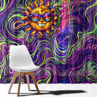 Waimanalo Hawaii Sun Rabbit Window Curtain Psychedelic Trippy Neon Swirl Graphic TS04 - Polynesian Pride