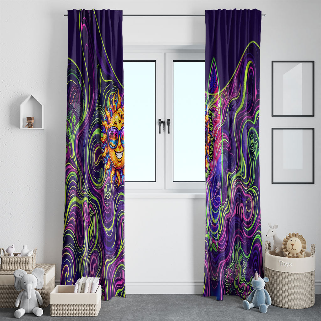 Waimanalo Hawaii Sun Rabbit Window Curtain Psychedelic Trippy Neon Swirl Graphic TS04 - Polynesian Pride