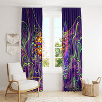 Waimanalo Hawaii Sun Rabbit Window Curtain Psychedelic Trippy Neon Swirl Graphic TS04 - Polynesian Pride