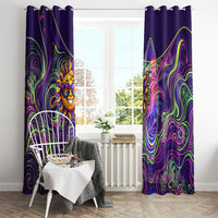 Waimanalo Hawaii Sun Rabbit Window Curtain Psychedelic Trippy Neon Swirl Graphic TS04 - Polynesian Pride