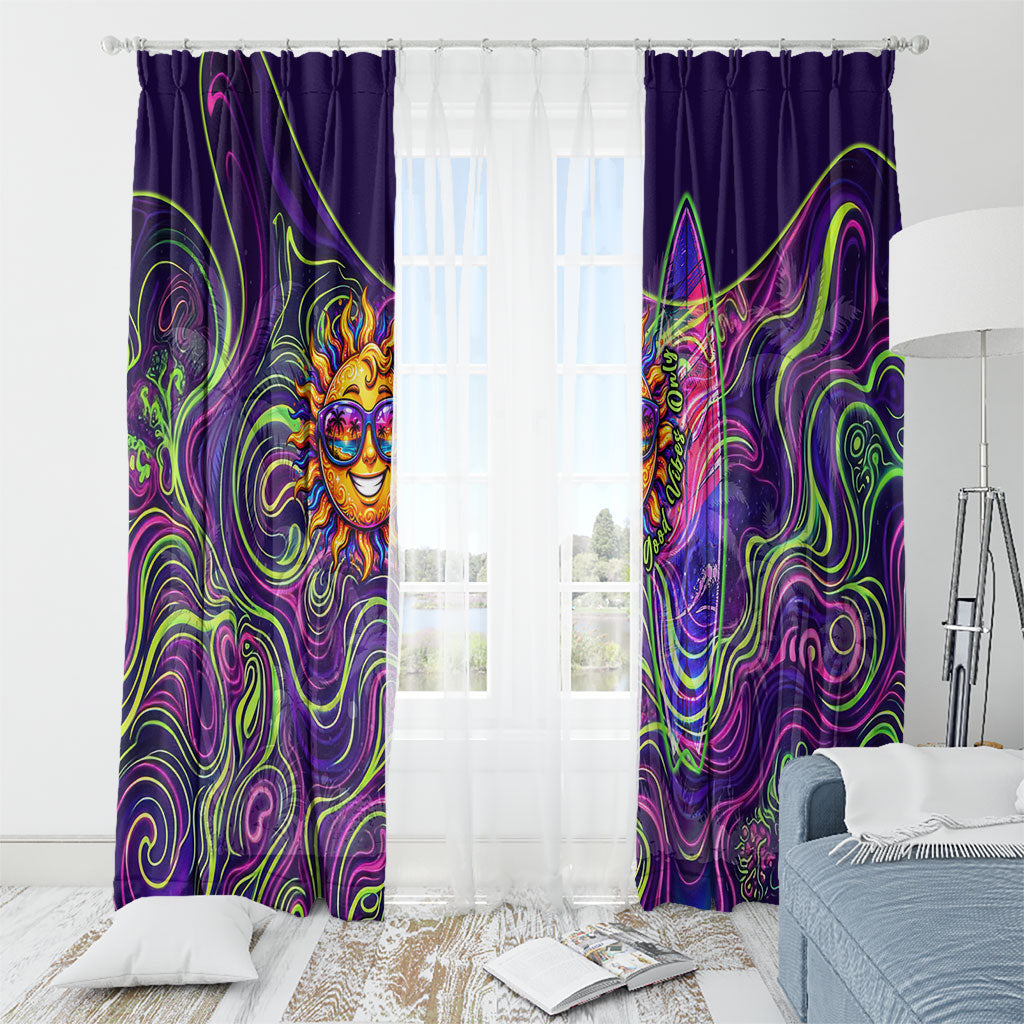 Waimanalo Hawaii Sun Rabbit Window Curtain Psychedelic Trippy Neon Swirl Graphic TS04 - Polynesian Pride