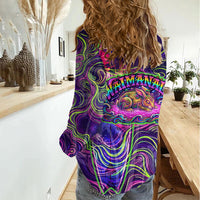 Waimanalo Hawaii Sun Rabbit Women Casual Shirt Psychedelic Trippy Neon Swirl Graphic TS04 - Polynesian Pride